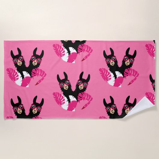 Leuke Llama Alpaca Accessoires Strandlaken (Voorkant)