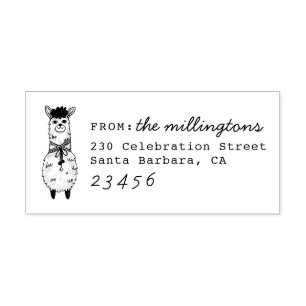 Leuke Llama Custom Familienaam & Retouradres Rubberstempel