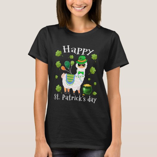 Leuke Llama Happy St Patrick's Day Ierse Shamrock T-shirt (Voorkant)
