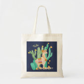 Leuke Llama in Cactus Tuin met Gele Bloemen Tote Bag (Voorkant)