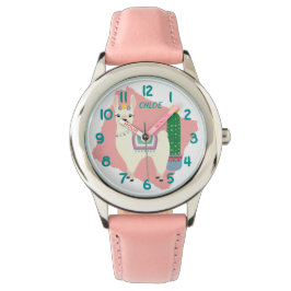 Leuke Llama Roze en Blauwgroen Horloge
