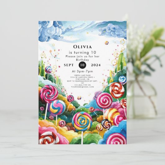 Leuke Lollipop Candyland Verjaardag Kaart (Staand voorkant)