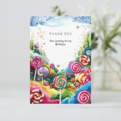 Leuke Lolly Candyland Verjaardag Bedankkaart (Staand voorkant)