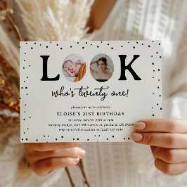Leuke Look's Wie is 21' 2 x foto 21ste verjaardag Kaart