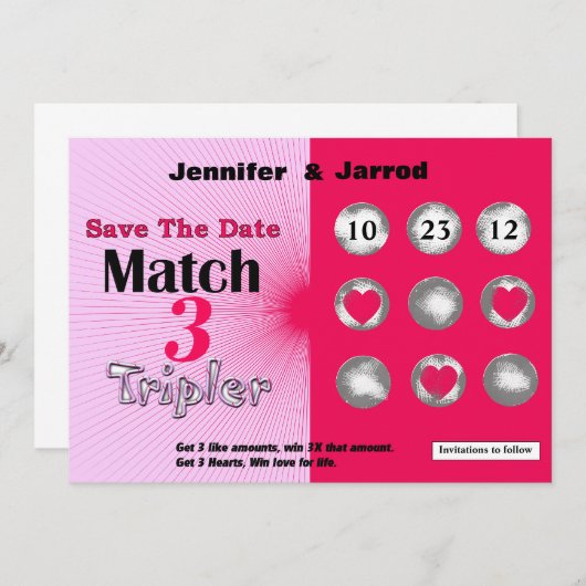 Leuke Lotto Scratch Off Save the Date Aankondiging (Voorkant / Achterkant)