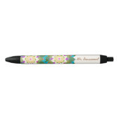 Leuke Lotus Bloemen Gepersonaliseerde Naam Zwarte Inkt Pen (Voorkant)
