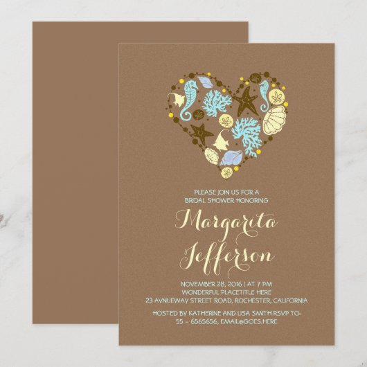 Leuke Love Heart Beach vrijgezellenfeest nodigt ui Kaart (Voorkant / Achterkant)