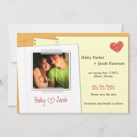 Leuke Love Note Save The Date Kaart (Voorkant)