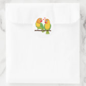Leuke Lovebird Geel Groen Tortelduifjes Bruiloft Ronde Sticker (Tas)