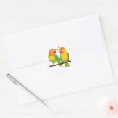 Leuke Lovebird Geel Groen Tortelduifjes Bruiloft Ronde Sticker (Envelop)