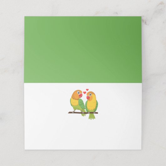 Leuke Lovebirds Groen Dank u Tortelduifjes Bruilof Plaatskaartje (Buitenkant ongevouwen)