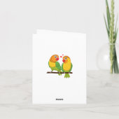 Leuke Lovebirds Groene Tortelduifjes Bruiloft Bedankkaart (Achterkant)