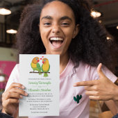 Leuke Lovebirds Lovebirds Geel Groen Bruiloft Kaart