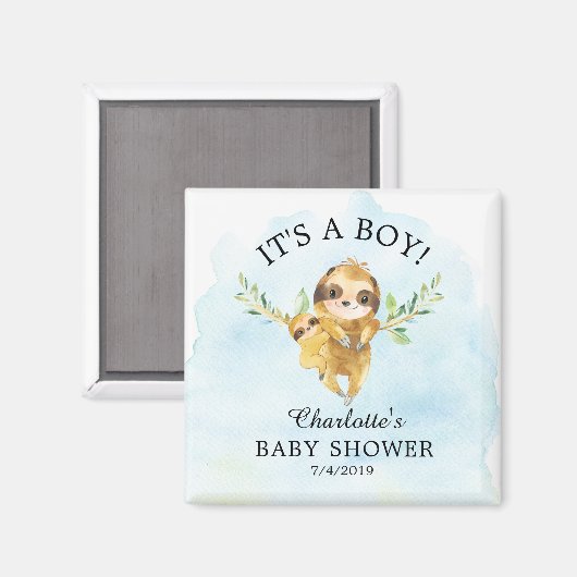 Leuke luiaard Baby shower Favor Magnet (Voorkant / Achterkant)