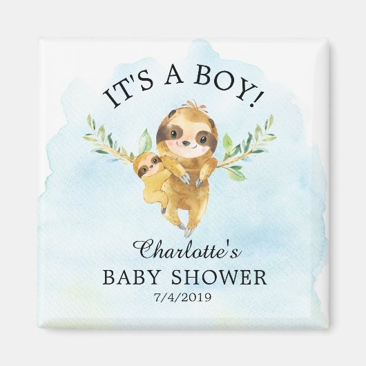 Leuke luiaard Baby shower Favor Magnet (Voorkant)