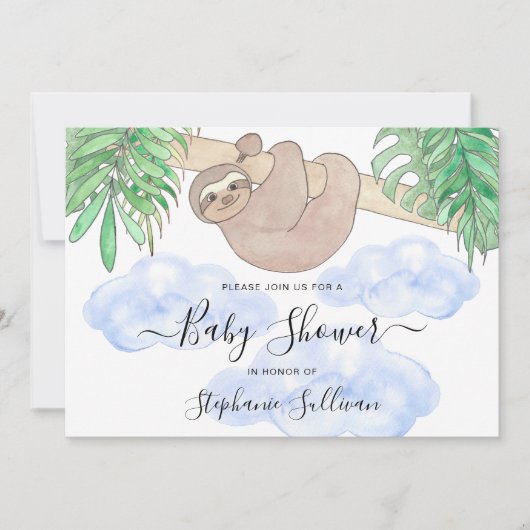 Leuke luiaard Baby shower van de jongen Kaart (Voorkant)