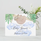 Leuke luiaard Baby shower van de jongen Kaart (Staand voorkant)