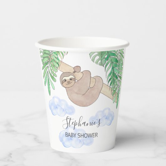 Leuke luiaard Baby shower van de jongen Papieren Bekers (Voorkant)