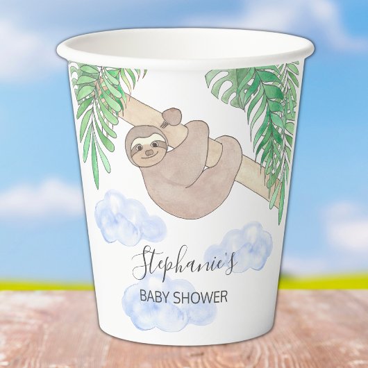 Leuke luiaard Baby shower van de jongen Papieren Bekers