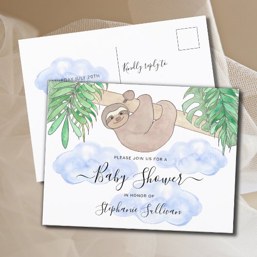 Leuke luiaard Baby shower van de jongen Uitnodiging Briefkaart
