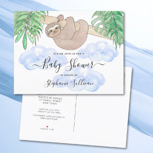 Leuke luiaard Baby shower van de jongen Uitnodiging Briefkaart