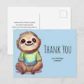 Leuke luiaard die een Shirt draagt Dank u Briefkaart (Voorkant / Achterkant)