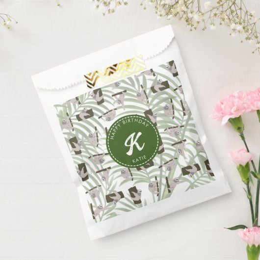 Leuke luiaard dier patroon in wild bos verjaardag bedankzakje (Gezegeld)