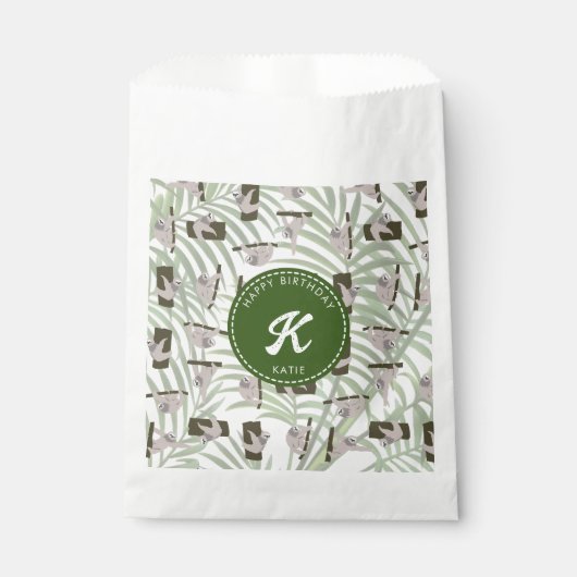 Leuke luiaard dier patroon in wild bos verjaardag bedankzakje (Voorkant)