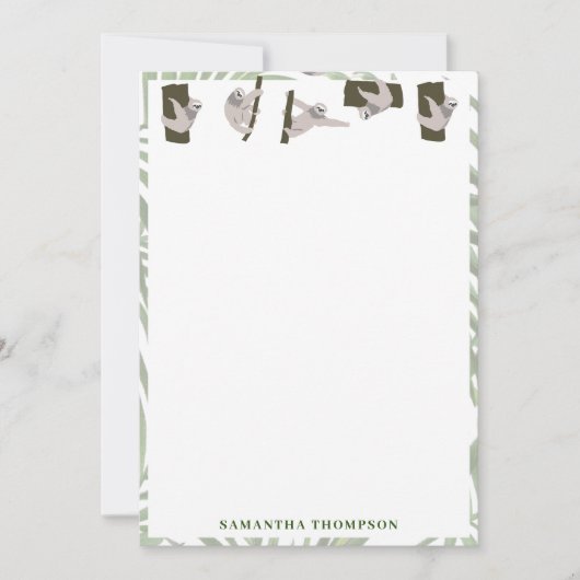 Leuke luiaard dierlijk patroon in wild bos bedankkaart (Voorkant)