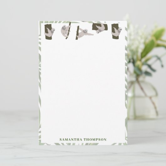 Leuke luiaard dierlijk patroon in wild bos bedankkaart (Staand voorkant)