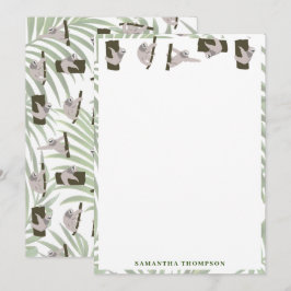 Leuke luiaard dierlijk patroon in wild bos bedankkaart