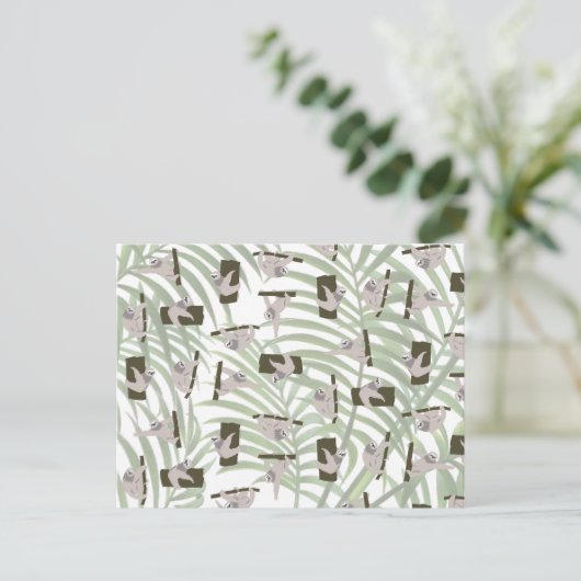 Leuke luiaard dierlijk patroon in wild bos feestdagenkaart (Staand voorkant)