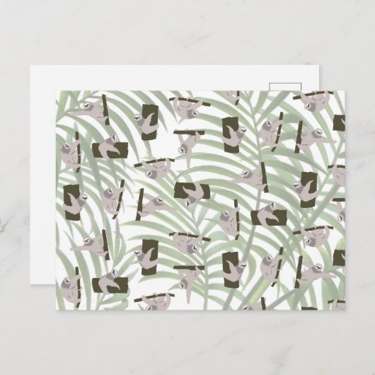 Leuke luiaard dierlijk patroon in wild bos feestdagenkaart (Voorkant / Achterkant)