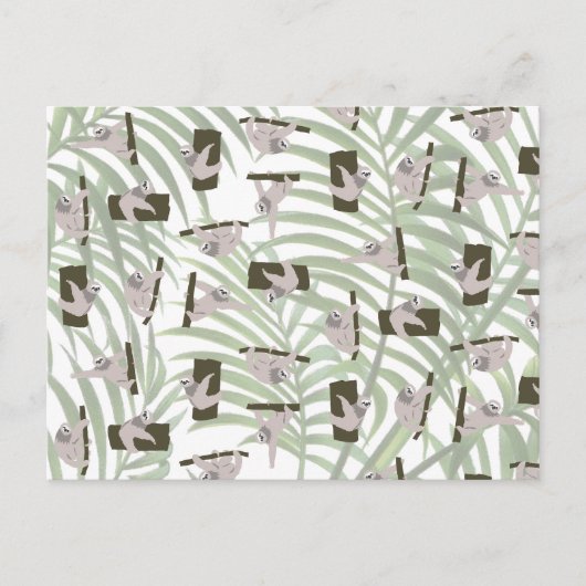 Leuke luiaard dierlijk patroon in wild bos feestdagenkaart (Voorkant)