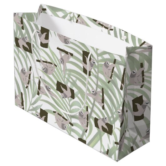 Leuke luiaard dierlijk patroon in wild bos groot cadeauzakje (Achterkant Gekanteld)