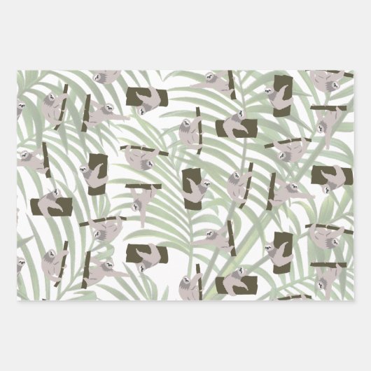 Leuke luiaard dierlijk patroon in wild bos inpakpapier vel (Voorkant 3)