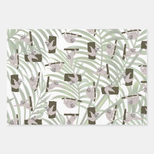 Leuke luiaard dierlijk patroon in wild bos inpakpapier vel (Voorkant)