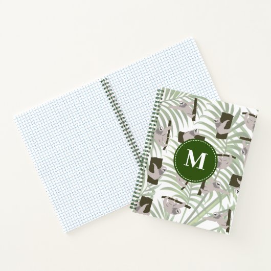 Leuke luiaard dierlijk patroon in wild bos monogra notitieboek (Binnen)