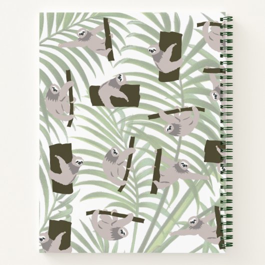 Leuke luiaard dierlijk patroon in wild bos monogra notitieboek (Achterkant)