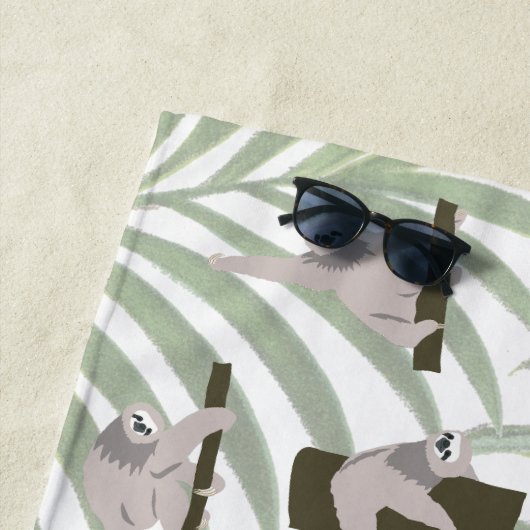 Leuke luiaard dierlijk patroon in wild bos monogra strandlaken (In situ)