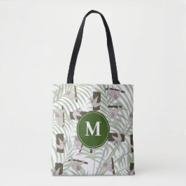 Leuke luiaard dierlijk patroon in wild bos monogra tote bag