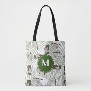 Leuke luiaard dierlijk patroon in wild bos monogra tote bag