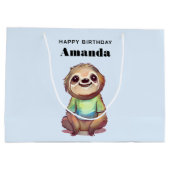 Leuke luiaard Dragen een Shirt Verjaardag Groot Cadeauzakje (Achterkant)