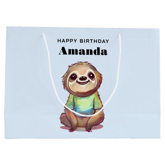 Leuke luiaard Dragen een Shirt Verjaardag Groot Cadeauzakje (Achterkant)