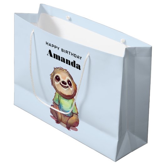 Leuke luiaard Dragen een Shirt Verjaardag Groot Cadeauzakje (Voorkant Gekanteld)