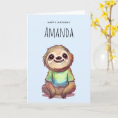 Leuke luiaard Dragen een Shirt Verjaardag Kaart (Gele Bloem)