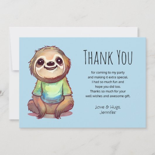 Leuke luiaard Dragen van een Shirt Bedankkaart (Voorkant)