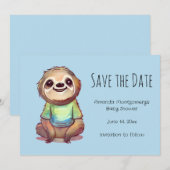Leuke luiaard Dragen van een Shirt Save The Date (Voorkant / Achterkant)