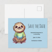 Leuke luiaard Dragen van een Shirt Save the Date Uitnodiging Briefkaart (Voorkant / Achterkant)