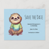 Leuke luiaard Dragen van een Shirt Save the Date Uitnodiging Briefkaart (Voorkant)